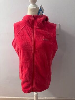 NWT Columbia Women’s Hooded Fleece Vest in Bright Pink